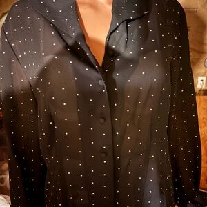 Ladies Andrea Viccaro Polka Dot Black Blouse Size M